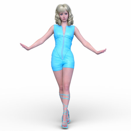 3DCG images of a woman in shortsの写真素材
