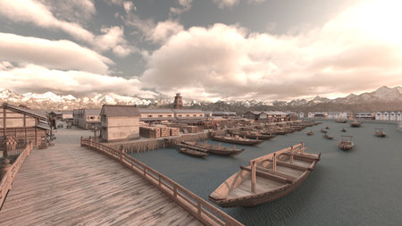 3DCG images of the harborの写真素材