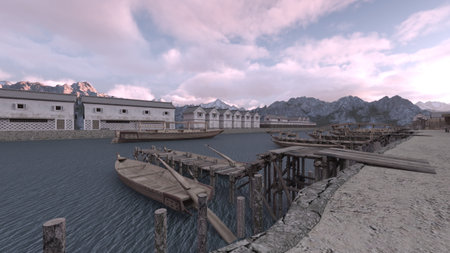 3DCG images of the harborの写真素材
