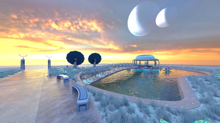 3DCG images of the planetary exploration baseの写真素材