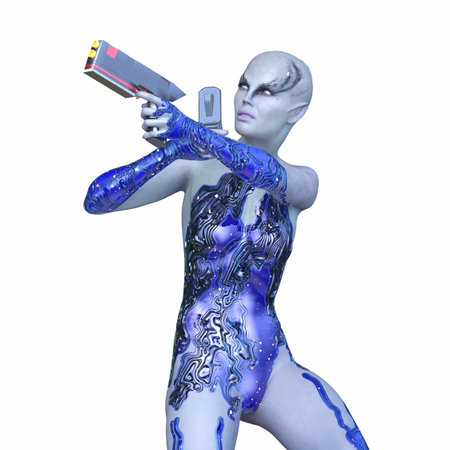 3DCG images of a female cyborgの写真素材