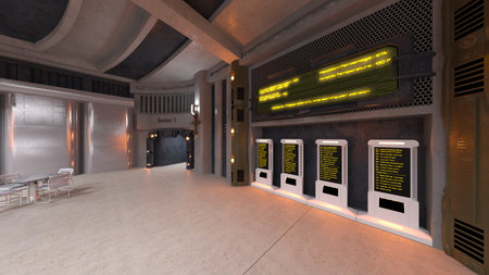 3DCG images of the conference room in the spaceshipの写真素材