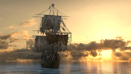 3DCG images of a pirate ship