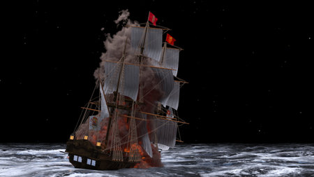 3DCG images of a pirate ship