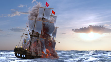 3DCG images of the fire boardの写真素材