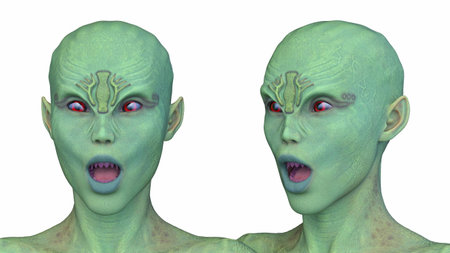 3DCG images of a male alien face