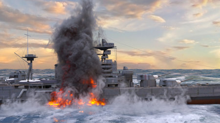 3DCG images of the naval shipの写真素材