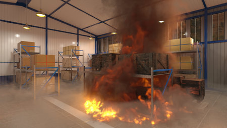 3DCG images of the warehouse fire