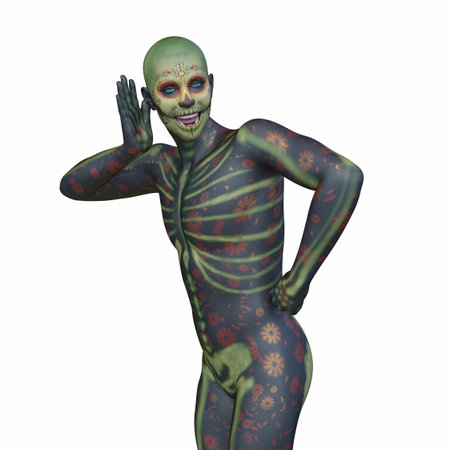 3DCG images of the man in skeleton costumeの写真素材