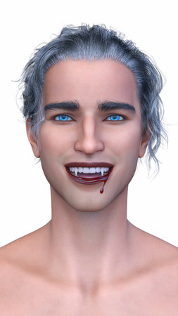 3DCG images of a male vampire face close-upの写真素材