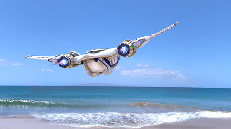3DCG images of a spaceshipの写真素材