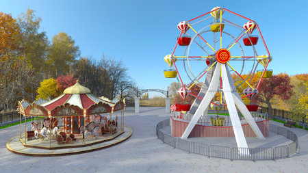 3DCG images of the amusement parkの写真素材