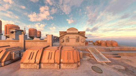 3DCG images of the base courtyardの写真素材