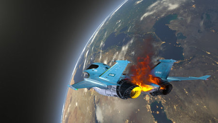 3DCG images of the spaceship and the Earth