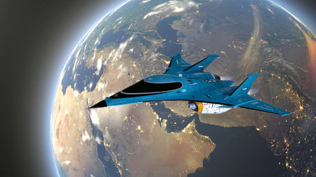 3DCG images of the spaceship and the Earth