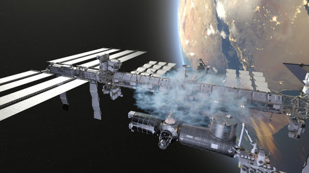 3DCG images of the artificial satellite and the Earth