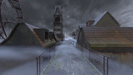 3DCG images of the desolate city scenery