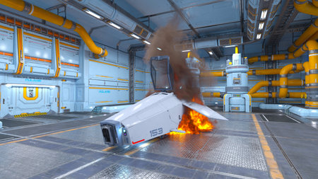 3DCG images of the spaceship hangar
