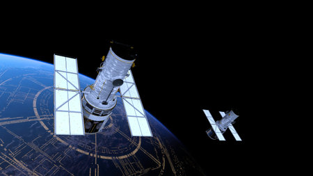 3DCG images of the artificial satellite and the Earth