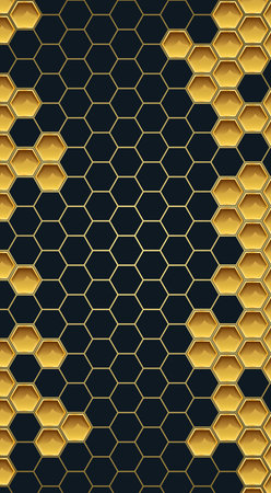 Honeycomb cells with honey in a beehive. Vector illustration. Sketch for creativity.