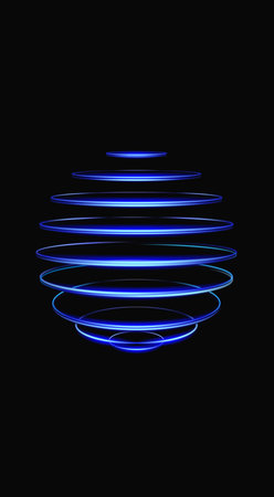Neon rings of globe grid. Vector illustration. Sketch for creativity.