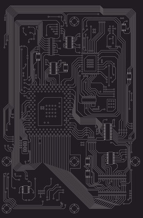 Printed circuit board digital communication. Vector illustration. Sketch for creativity.