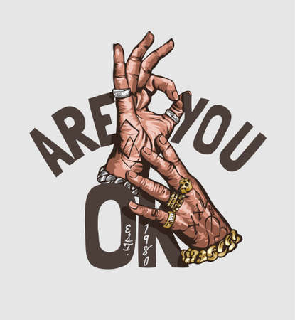 are you OK slogan with man's hand sign illustrationのイラスト素材