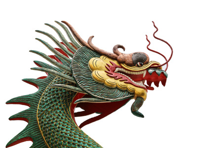 close up dragon head sculture isolateの写真素材