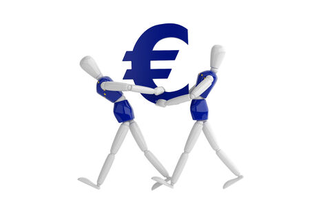 three dimention model render euro currency white man in isolate with clipping pathの写真素材