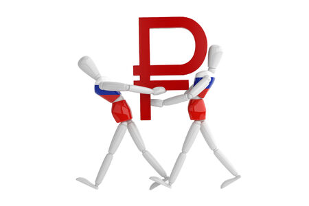 three dimention model render russia ruble  white man in isolate with clipping pathの写真素材