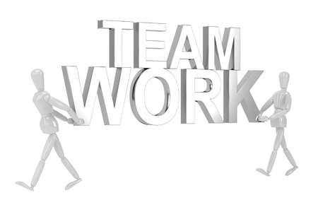 three dimention model render team work word in isolate with clipping pathの写真素材