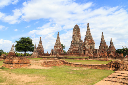 Old Temple wat Chaiwatthanaram of Ayuthaya Provinceの写真素材