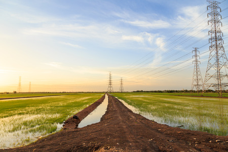 Telecommunication broadcasting tower with cloudy skyの写真素材