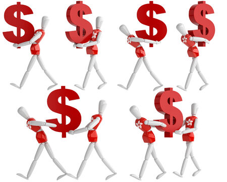 three dimension model render hongkong dollas currency white man in isolate with clipping path の写真素材