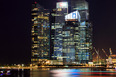 Singapore cityscape at night  with reflectの写真素材