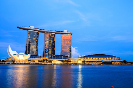 Singapore cityscape at night  with reflectのeditorial素材