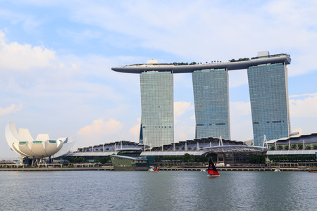 Buildings in Singapore city with blue sky , Singapore - 13 September  2014のeditorial素材