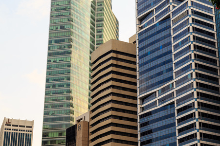 Buildings in Singapore city with blue sky , Singapore - 13 September  2014のeditorial素材