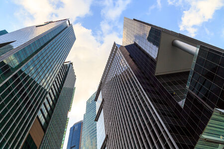 Buildings in Singapore city with blue sky , Singapore の写真素材