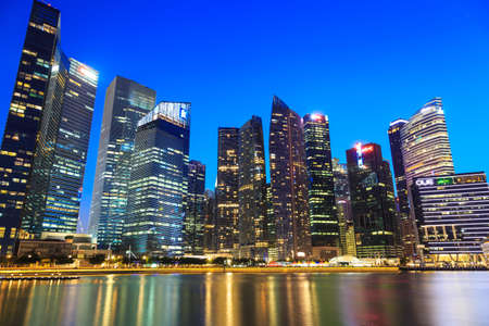 Buildings in Singapore city with blue sky , Singapore - 13 September  2014のeditorial素材