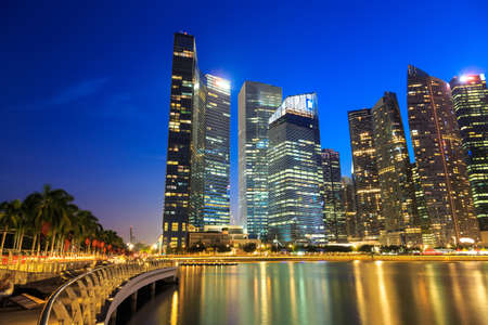 Buildings in Singapore city with blue sky , Singapore - 13 September  2014のeditorial素材