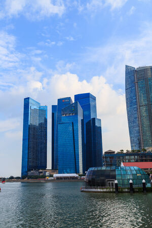 Buildings in Singapore city with blue sky , Singapore - 13 September  2014のeditorial素材