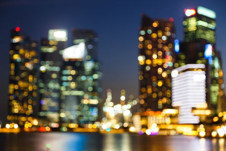 View of city night lights blurred bokeh background.の写真素材