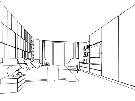 outline sketch of a interior spaceの写真素材