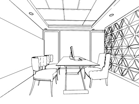 outline sketch of a interior spaceの写真素材