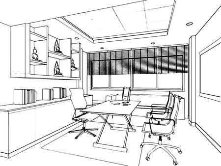 outline sketch of a interior spaceの写真素材