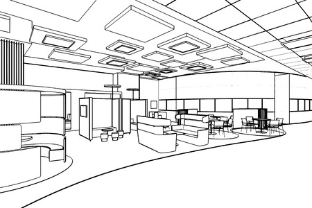 outline sketch of a interior spaceの写真素材