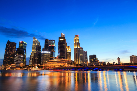 Singapore cityscape at night  with reflect  Singapore 31 January 2015のeditorial素材