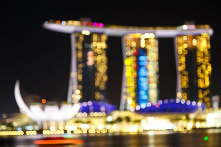 View of city night abstract circularlights blurred bokeh background.の写真素材