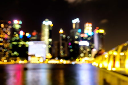 View of city night abstract circularlights blurred bokeh background.の写真素材